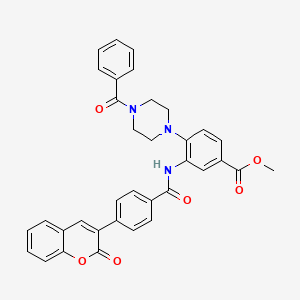 molecular formula C35H29N3O6 B12494914 methyl 3-({[4-(2-oxo-2H-chromen-3-yl)phenyl]carbonyl}amino)-4-[4-(phenylcarbonyl)piperazin-1-yl]benzoate 