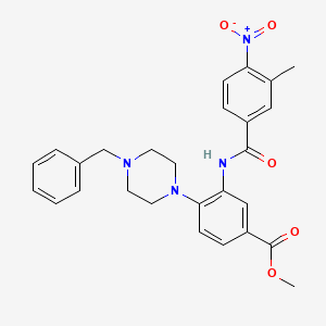 molecular formula C27H28N4O5 B12494924 Methyl 4-(4-benzylpiperazin-1-yl)-3-{[(3-methyl-4-nitrophenyl)carbonyl]amino}benzoate 