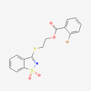 molecular formula C16H12BrNO4S2 B12494971 2-[(1,1-Dioxido-1,2-benzothiazol-3-yl)sulfanyl]ethyl 2-bromobenzoate 