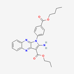 molecular formula C25H26N4O4 B12495029 propyl 2-amino-1-[4-(butoxycarbonyl)phenyl]-1H-pyrrolo[2,3-b]quinoxaline-3-carboxylate 