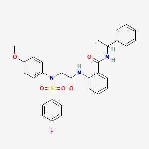 molecular formula C30H28FN3O5S B12495101 2-({N-[(4-fluorophenyl)sulfonyl]-N-(4-methoxyphenyl)glycyl}amino)-N-(1-phenylethyl)benzamide 