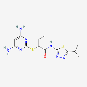 2-[(4,6-diaminopyrimidin-2-yl)sulfanyl]-N-[5-(propan-2-yl)-1,3,4-thiadiazol-2-yl]butanamide