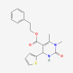 2-Phenylethyl 1,6-dimethyl-2-oxo-4-(thiophen-2-yl)-1,2,3,4-tetrahydropyrimidine-5-carboxylate