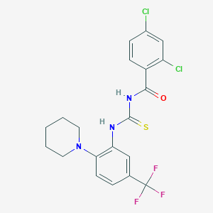 molecular formula C20H18Cl2F3N3OS B12495229 2,4-dichloro-N-{[2-(piperidin-1-yl)-5-(trifluoromethyl)phenyl]carbamothioyl}benzamide 