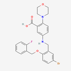 molecular formula C25H24BrFN2O4 B12495231 5-({5-Bromo-2-[(2-fluorobenzyl)oxy]benzyl}amino)-2-(morpholin-4-yl)benzoic acid 