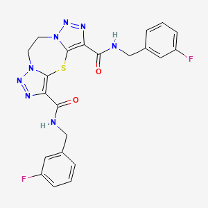 molecular formula C22H18F2N8O2S B12495247 4-N,13-N-bis[(3-fluorophenyl)methyl]-2-thia-5,6,7,10,11,12-hexazatricyclo[8.3.0.03,7]trideca-1(13),3,5,11-tetraene-4,13-dicarboxamide 