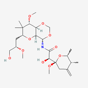 molecular formula C25H43NO10 B1249528 (2R)-N-[(4S,4aS,6R,8S,8aR)-6-[(2S)-3-hydroxy-2-methoxypropyl]-8-methoxy-7,7-dimethyl-4a,6,8,8a-tetrahydro-4H-pyrano[3,2-d][1,3]dioxin-4-yl]-2-hydroxy-2-[(2R,5R,6R)-2-methoxy-5,6-dimethyl-4-methylideneoxan-2-yl]acetamide 