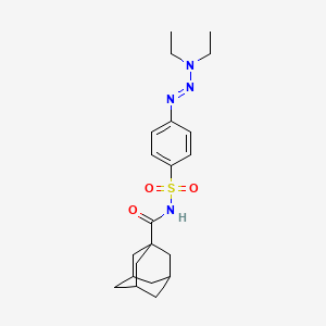 molecular formula C21H30N4O3S B12495288 N-{4-[(1E)-3,3-Diethyltriaz-1-EN-1-YL]benzenesulfonyl}adamantane-1-carboxamide 