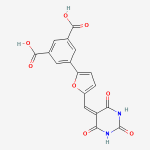 molecular formula C17H10N2O8 B12495324 5-{5-[(2,4,6-trioxotetrahydropyrimidin-5(2H)-ylidene)methyl]furan-2-yl}benzene-1,3-dicarboxylic acid 