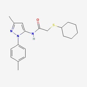 molecular formula C19H25N3OS B12495327 2-(cyclohexylsulfanyl)-N-[3-methyl-1-(4-methylphenyl)-1H-pyrazol-5-yl]acetamide 