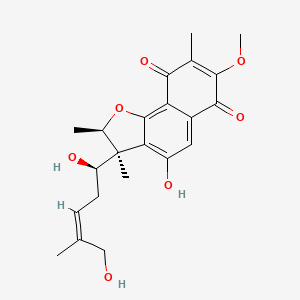 molecular formula C22H26O7 B1249533 (2R,3S)-3-[(Z,1R)-1,5-dihydroxy-4-methylpent-3-enyl]-4-hydroxy-7-methoxy-2,3,8-trimethyl-2H-benzo[g][1]benzofuran-6,9-dione 