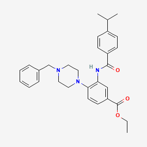 molecular formula C30H35N3O3 B12495350 Ethyl 4-(4-benzylpiperazin-1-yl)-3-({[4-(propan-2-yl)phenyl]carbonyl}amino)benzoate 