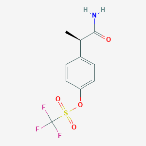 molecular formula C10H10F3NO4S B1249538 [4-[(2R)-1-amino-1-oxopropan-2-yl]phenyl] trifluoromethanesulfonate 