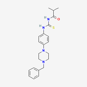 molecular formula C22H28N4OS B12495381 N-{[4-(4-benzylpiperazin-1-yl)phenyl]carbamothioyl}-2-methylpropanamide 