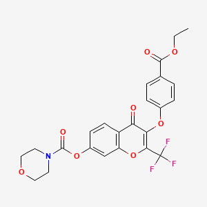 3-[4-(ethoxycarbonyl)phenoxy]-4-oxo-2-(trifluoromethyl)-4H-chromen-7-yl morpholine-4-carboxylate