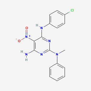 molecular formula C17H15ClN6O2 B12495434 N~4~-(4-chlorophenyl)-N~2~-methyl-5-nitro-N~2~-phenylpyrimidine-2,4,6-triamine 