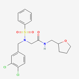 molecular formula C20H22Cl2N2O4S B12495436 N~2~-(3,4-dichlorobenzyl)-N~2~-(phenylsulfonyl)-N-(tetrahydrofuran-2-ylmethyl)glycinamide 