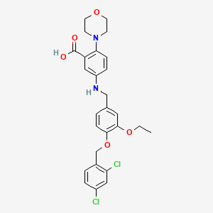 molecular formula C27H28Cl2N2O5 B12495448 5-({4-[(2,4-Dichlorobenzyl)oxy]-3-ethoxybenzyl}amino)-2-(morpholin-4-yl)benzoic acid 