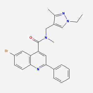 molecular formula C24H23BrN4O B12495450 6-bromo-N-[(1-ethyl-3-methylpyrazol-4-yl)methyl]-N-methyl-2-phenylquinoline-4-carboxamide 