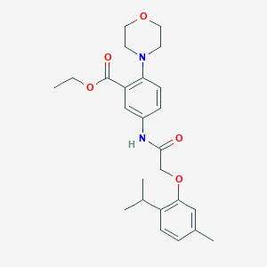 molecular formula C25H32N2O5 B12495468 Ethyl 5-({[5-methyl-2-(propan-2-yl)phenoxy]acetyl}amino)-2-(morpholin-4-yl)benzoate 