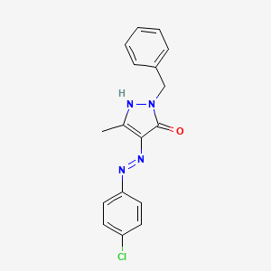 molecular formula C17H15ClN4O B12495484 (4E)-2-benzyl-4-[2-(4-chlorophenyl)hydrazinylidene]-5-methyl-2,4-dihydro-3H-pyrazol-3-one 