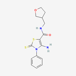 4-amino-3-phenyl-N-(tetrahydrofuran-3-ylmethyl)-2-thioxo-2,3-dihydro-1,3-thiazole-5-carboxamide