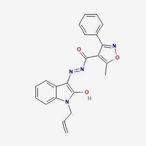 molecular formula C22H18N4O3 B12495562 5-methyl-N'-[(3Z)-2-oxo-1-(prop-2-en-1-yl)-1,2-dihydro-3H-indol-3-ylidene]-3-phenyl-1,2-oxazole-4-carbohydrazide 