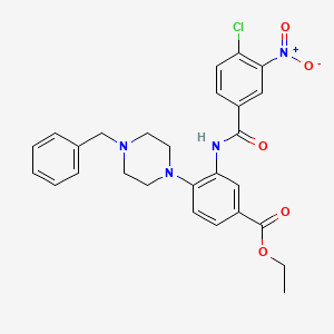 molecular formula C27H27ClN4O5 B12495567 Ethyl 4-(4-benzylpiperazin-1-yl)-3-{[(4-chloro-3-nitrophenyl)carbonyl]amino}benzoate 