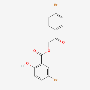 molecular formula C15H10Br2O4 B12495626 2-(4-Bromophenyl)-2-oxoethyl 5-bromo-2-hydroxybenzoate 