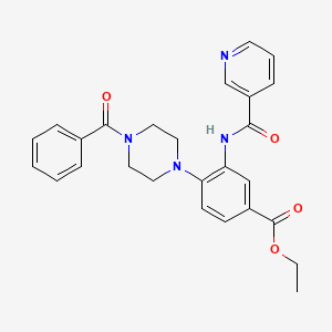 molecular formula C26H26N4O4 B12495645 Ethyl 4-[4-(phenylcarbonyl)piperazin-1-yl]-3-[(pyridin-3-ylcarbonyl)amino]benzoate 