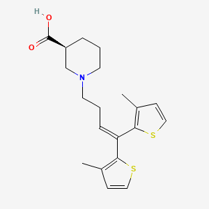 molecular formula C20H25NO2S2 B1249574 3-Piperidinecarboxylic acid, 1-(4,4-bis(3-methyl-2-thienyl)-3-butenyl)-, (S)- CAS No. 115103-55-4