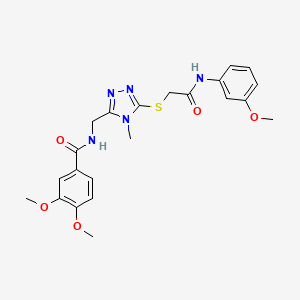 molecular formula C22H25N5O5S B12495748 3,4-dimethoxy-N-{[5-({2-[(3-methoxyphenyl)amino]-2-oxoethyl}sulfanyl)-4-methyl-4H-1,2,4-triazol-3-yl]methyl}benzamide 