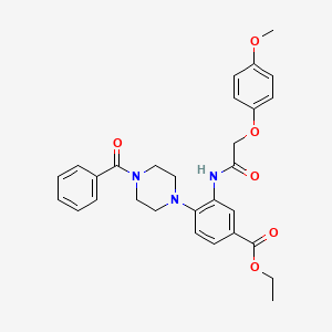 molecular formula C29H31N3O6 B12495757 Ethyl 3-{[(4-methoxyphenoxy)acetyl]amino}-4-[4-(phenylcarbonyl)piperazin-1-yl]benzoate 