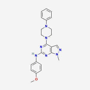 molecular formula C23H25N7O B12495766 N-(4-methoxyphenyl)-1-methyl-4-(4-phenylpiperazin-1-yl)-1H-pyrazolo[3,4-d]pyrimidin-6-amine 