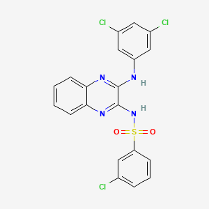 molecular formula C20H13Cl3N4O2S B12495767 3-chloro-N-{3-[(3,5-dichlorophenyl)amino]quinoxalin-2-yl}benzenesulfonamide 