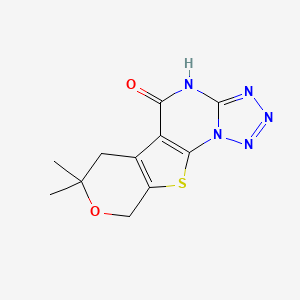 12,12-dimethyl-13-oxa-16-thia-2,3,4,5,7-pentazatetracyclo[7.7.0.02,6.010,15]hexadeca-1(9),3,5,10(15)-tetraen-8-one