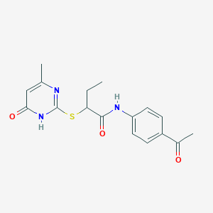 N-(4-acetylphenyl)-2-[(4-methyl-6-oxo-1,6-dihydropyrimidin-2-yl)sulfanyl]butanamide