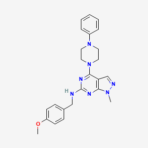 molecular formula C24H27N7O B12495859 N-(4-methoxybenzyl)-1-methyl-4-(4-phenylpiperazin-1-yl)-1H-pyrazolo[3,4-d]pyrimidin-6-amine 