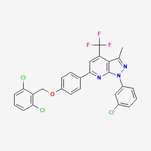 molecular formula C27H17Cl3F3N3O B12495890 1-(3-chlorophenyl)-6-{4-[(2,6-dichlorobenzyl)oxy]phenyl}-3-methyl-4-(trifluoromethyl)-1H-pyrazolo[3,4-b]pyridine 