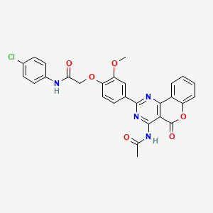 molecular formula C28H21ClN4O6 B12495914 2-{4-[4-(acetylamino)-5-oxo-5H-chromeno[4,3-d]pyrimidin-2-yl]-2-methoxyphenoxy}-N-(4-chlorophenyl)acetamide 