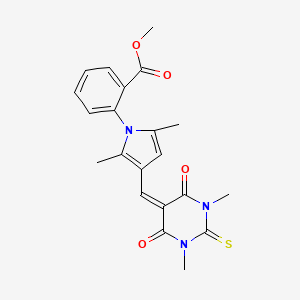 molecular formula C21H21N3O4S B12495956 methyl 2-{3-[(1,3-dimethyl-4,6-dioxo-2-thioxotetrahydropyrimidin-5(2H)-ylidene)methyl]-2,5-dimethyl-1H-pyrrol-1-yl}benzoate 