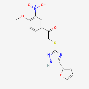 molecular formula C15H12N4O5S B12495987 2-{[5-(furan-2-yl)-4H-1,2,4-triazol-3-yl]sulfanyl}-1-(4-methoxy-3-nitrophenyl)ethanone 