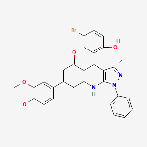 4-(5-bromo-2-hydroxyphenyl)-7-(3,4-dimethoxyphenyl)-3-methyl-1-phenyl-1,4,6,7,8,9-hexahydro-5H-pyrazolo[3,4-b]quinolin-5-one