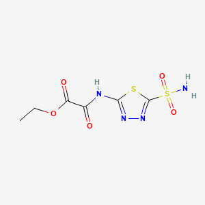molecular formula C6H8N4O5S2 B1249605 2-Oxalamido-1,3,4-thiadiazole-5-sulfonamide ethyl ester CAS No. 74186-66-6