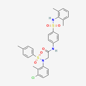 molecular formula C30H30ClN3O5S2 B12496059 N~2~-(3-chloro-2-methylphenyl)-N-{4-[(2,6-dimethylphenyl)sulfamoyl]phenyl}-N~2~-[(4-methylphenyl)sulfonyl]glycinamide 