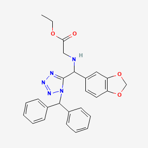 ethyl N-{1,3-benzodioxol-5-yl[1-(diphenylmethyl)-1H-tetrazol-5-yl]methyl}glycinate