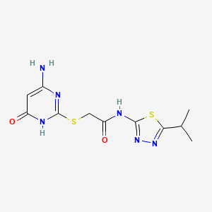 2-[(4-amino-6-oxo-1,6-dihydropyrimidin-2-yl)sulfanyl]-N-[5-(propan-2-yl)-1,3,4-thiadiazol-2-yl]acetamide