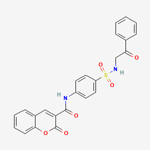 molecular formula C24H18N2O6S B12496085 2-oxo-N-{4-[(2-oxo-2-phenylethyl)sulfamoyl]phenyl}-2H-chromene-3-carboxamide 