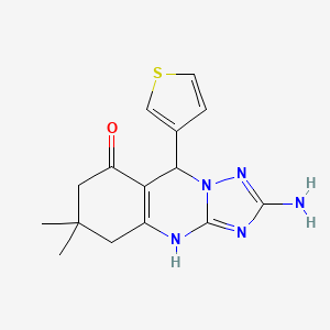 2-amino-6,6-dimethyl-9-(thiophen-3-yl)-5,6,7,9-tetrahydro[1,2,4]triazolo[5,1-b]quinazolin-8(4H)-one