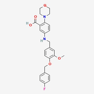 molecular formula C26H27FN2O5 B12496150 5-({4-[(4-Fluorobenzyl)oxy]-3-methoxybenzyl}amino)-2-(morpholin-4-yl)benzoic acid 